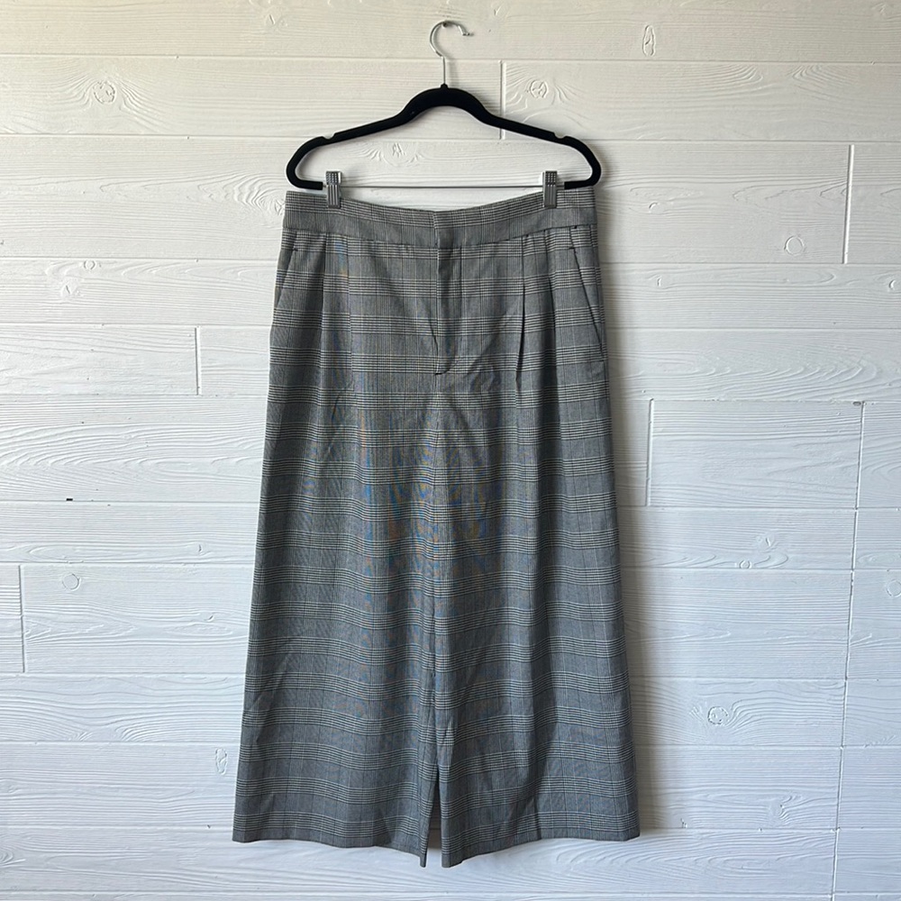 Zara woman wide leg cropped houndstooth pants size large